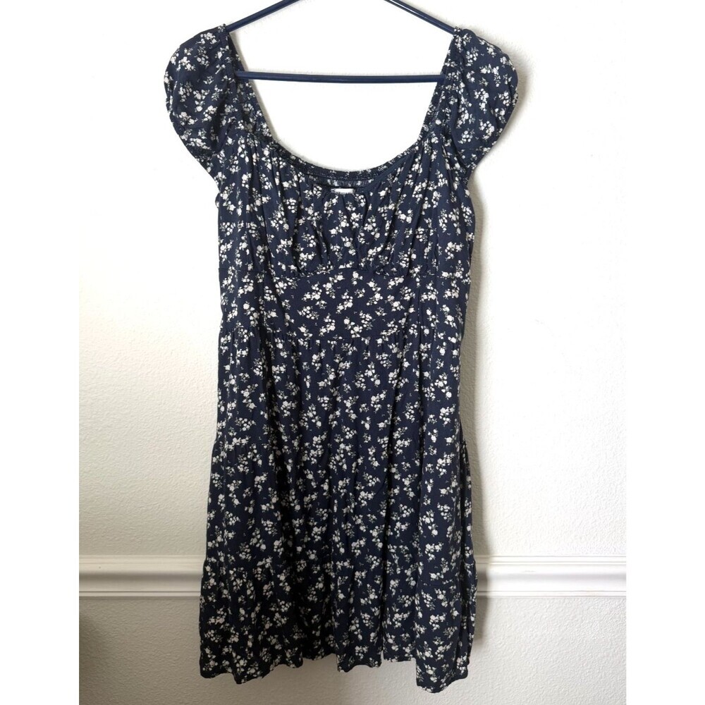Hollister Mini Dress XL Cottagecore Smocked Boho Floral Summer Ditsy Pockets